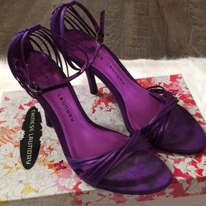 Satin Purple Chinese Laundry Heels, Size: 7